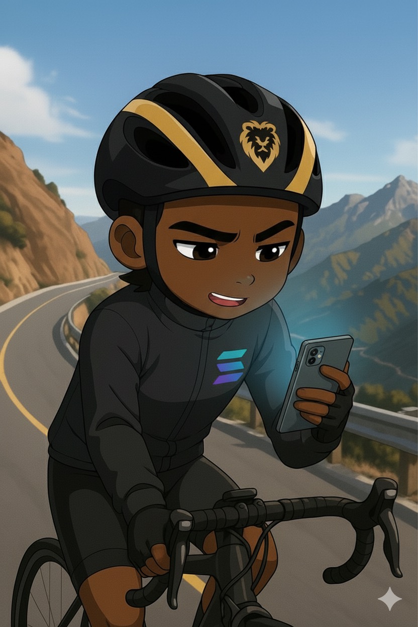 Community member staying connected while cycling